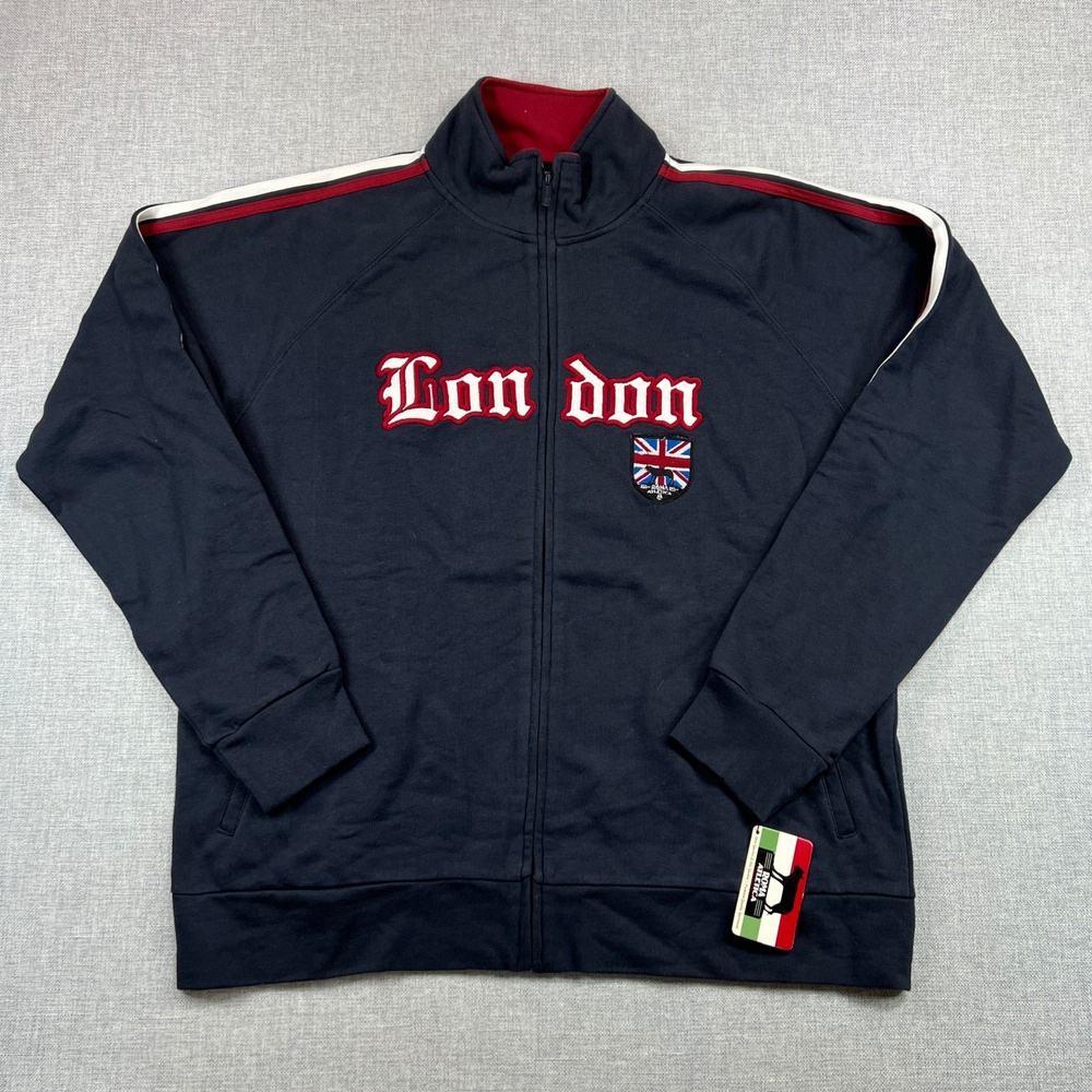 Roma Atletica London Track Jacket Men XXL Navy Full Zip Cotton Embroidered UK